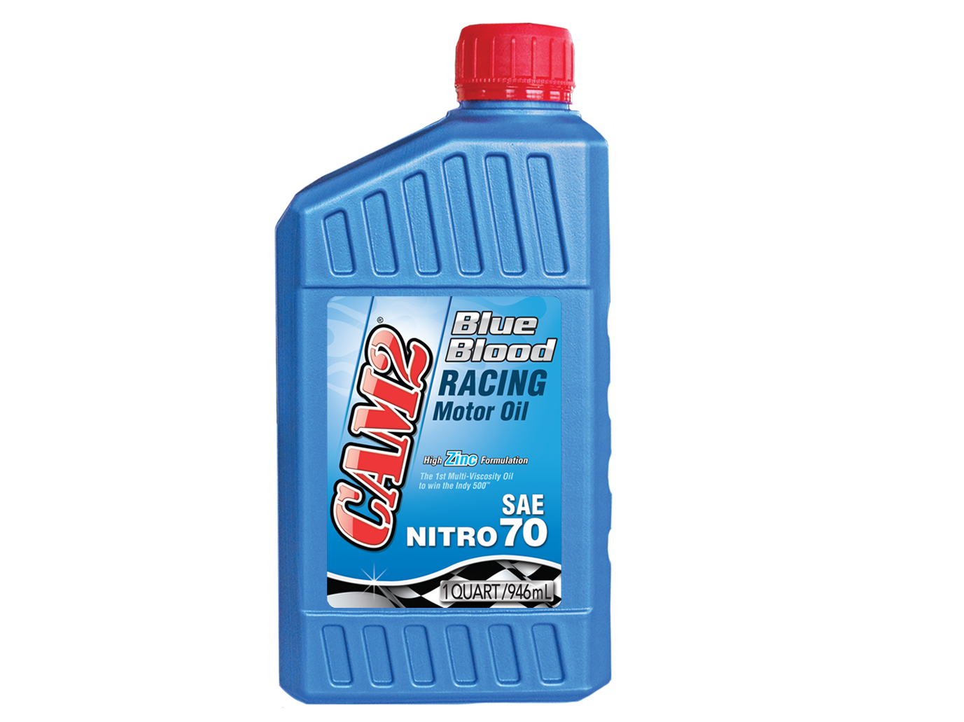 A blue bottle of racing motor oil