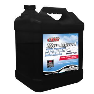 Black container of Blue Coral DE-1 Diesel Exhaust Fluid.