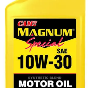 A yellow bottle of motor oil