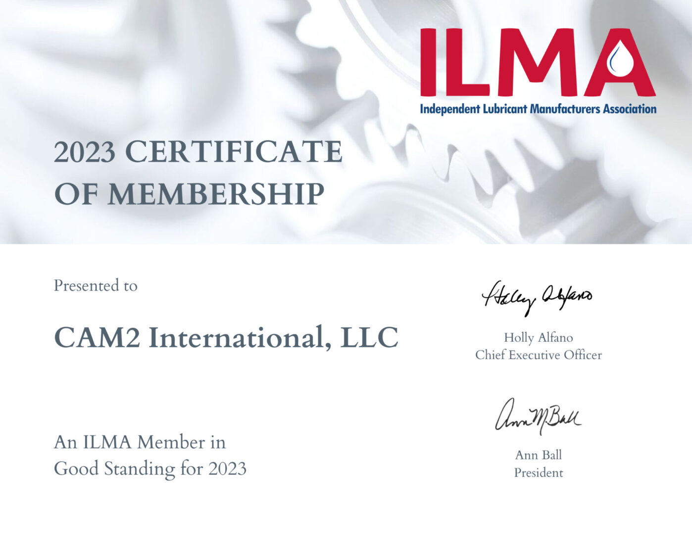 CAM2 International, LLC 2023 CERTIFICATE OF MEMBERSHIP