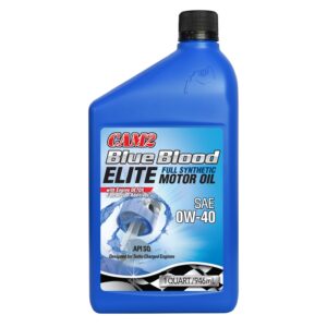 Blue motor oil bottle, CAM2 BlueBlood Elite.